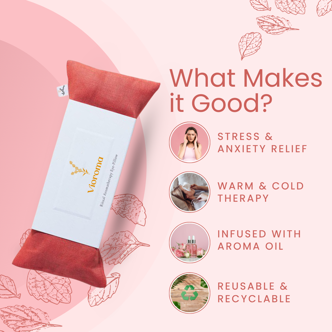 Vioroma Organic Eye Pillow - Headache, Sinus, Dry Eyes Relief & Improved Sleeping