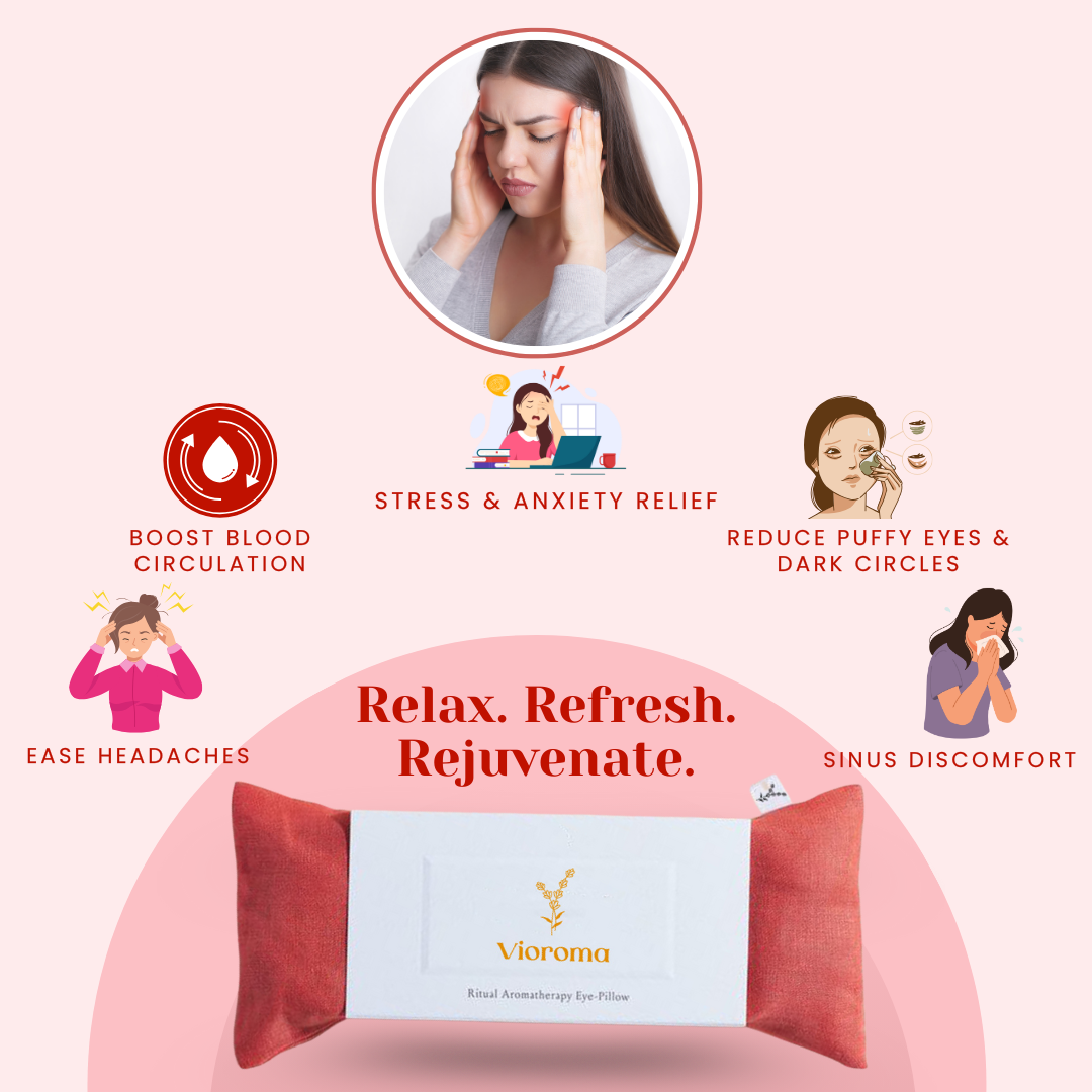 Vioroma Organic Eye Pillow - Headache, Sinus, Dry Eyes Relief & Improved Sleeping